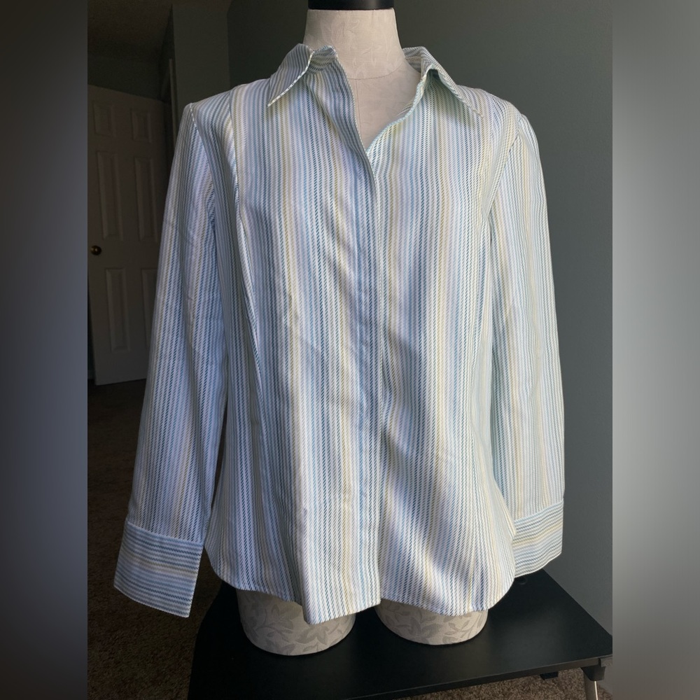 Ann Taylor Loft Womens Multicolor Striped Button Down